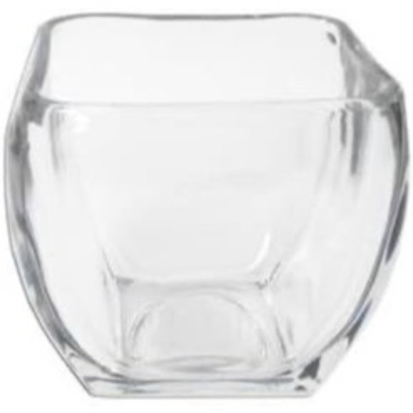 Libbey Glass Handmade Flower Votive Bowl Decoupaged Heavy Glass Curved Square - Picture 11 of 16